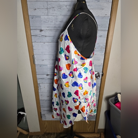 Vtg 90's Satin Heart Print Slip Dress - Picture 3 of 7